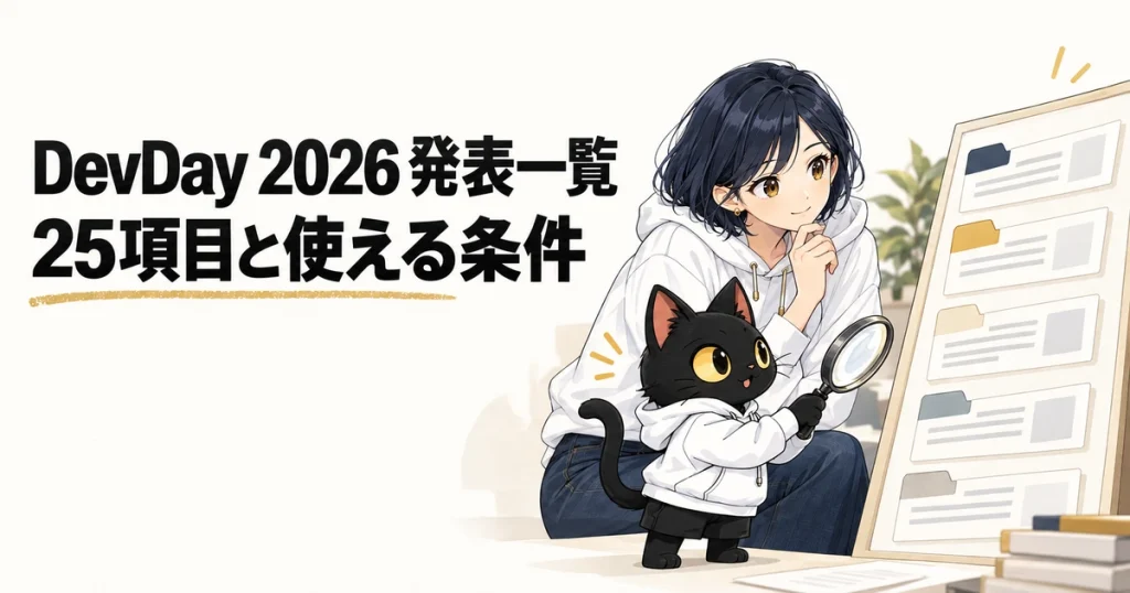 DevDay 2026 発表一覧。25項目と使える条件