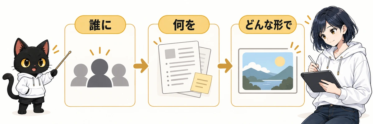 ChatGPTの図解コマンドに誰に・何を・どんな形でを添える手順