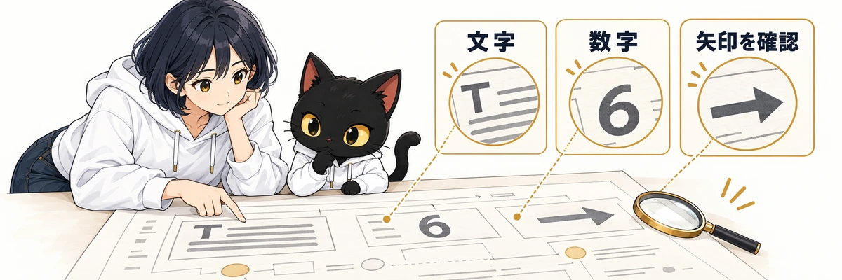 ChatGPTの図解コマンドの文字・数字・矢印を点検する二人