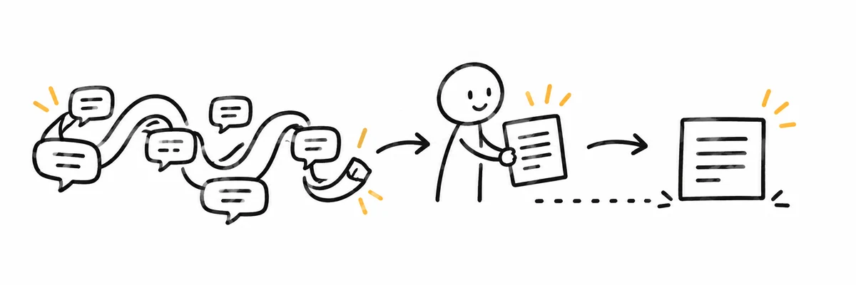 AIコーディングの長い会話を要約し、別作業の会話に分けるイメージ