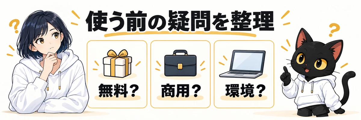 使う前の疑問を整理を案内するアキソンとハルカ