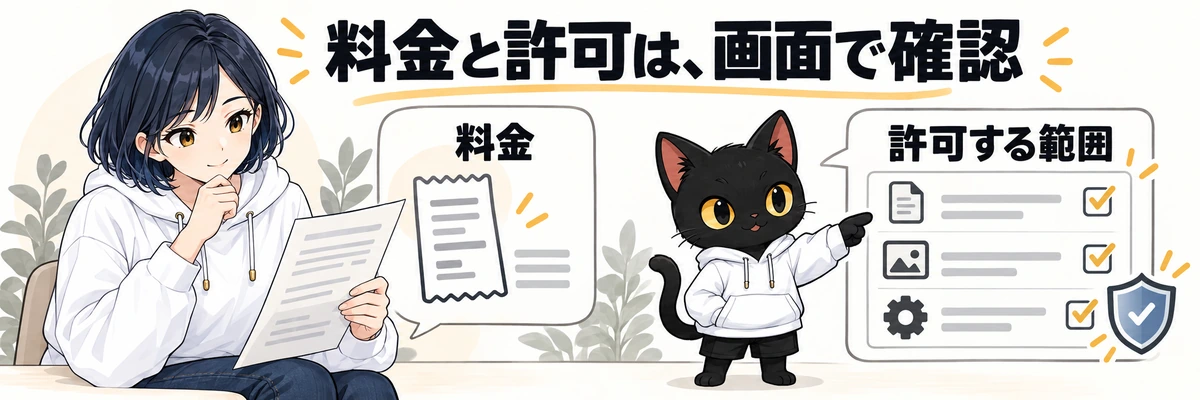 Meta Museの使い方：料金と安全対策のセクション画像