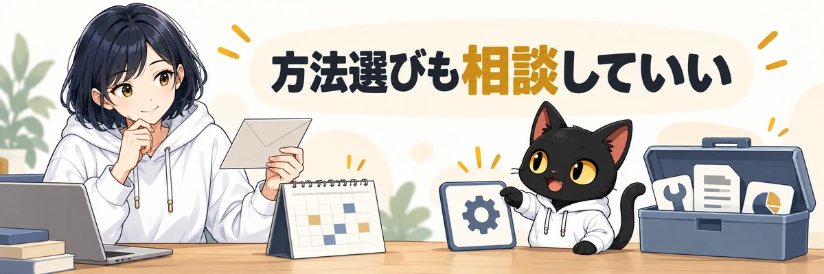アキソンとハルカのセクション画像:方法選びも相談していい